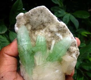 Green Apophyllite With Stilbite On Chalcedony Specimen Act - 6