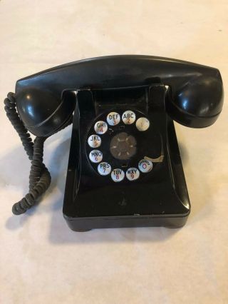 Vintage 1940s Western Electric Black Rotary Dial Desktop Telephone