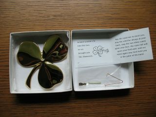 Vintage Gerity 24k Gold Plated Shamrock Irish Blessing Wall Hanging Paperweight