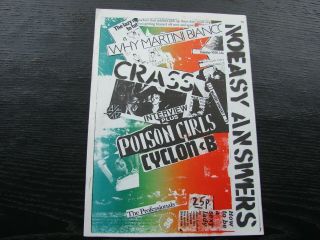 No Easy Answers Fanzine No 1 - 80 Crass Poison Girls Cyclon B Professionals