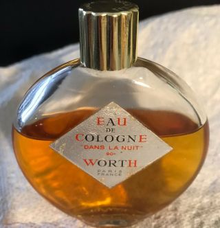 Stunning Vintage Rare Worth Dans La Nuit Perfume France 2 1/2 Fl Oz 3.  5 Inches