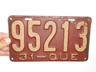 1931 QUEBEC LICENSE PLATE CANADA TAG SIGN AUTOMOBILE 2