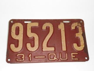1931 QUEBEC LICENSE PLATE CANADA TAG SIGN AUTOMOBILE 3