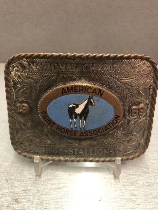 Vintage Sterling Silver Belt Buckle Ricardo Apha National Champion Paint Horse