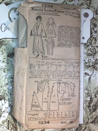 Pictorial Review 1334 - 1900 - Misses Dress Bust 46 - Vintage Sewing Pattern