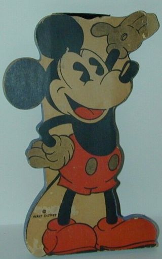 Mickey Mouse Figural Card Stock Pencil Box Dixon Hand Up Classic Image 1930s