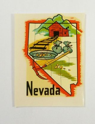 Nevada Travel Decal Souvenir State Gold Mine Miner Pan Pick Water Transfer