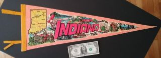 " Indiana.  " Vintage Felt Pennant 1970 