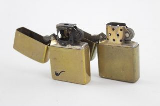 2 X Vintage Zippo Solid Brass Cigarette Lighters (110g)