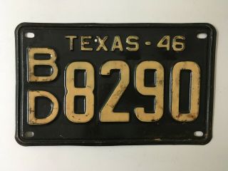 1946 Texas License Plate 100 All Single Plate Year (no Pairs)