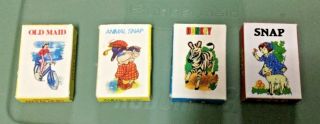 Vintage Old Maid - Animal Snap - Donkey - Snap Decks Of Playing Cards (4 Decks) Mini
