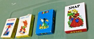 Vintage Old Maid - Animal Snap - Donkey - Snap Decks of Playing Cards (4 Decks) Mini 4