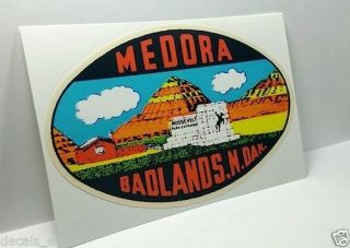 Medora Badlands North Dakota Vintage Style Travel Decal,  Vinyl Luggage Sticker