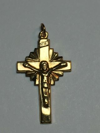Vintage 14 K Yellow Gold Crucifix Pendant - Inri Jesus Christ,  In Cond.