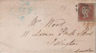 1852 Qv Brighton Cover With A 1d Penny Red Stamp Sent To Islington London