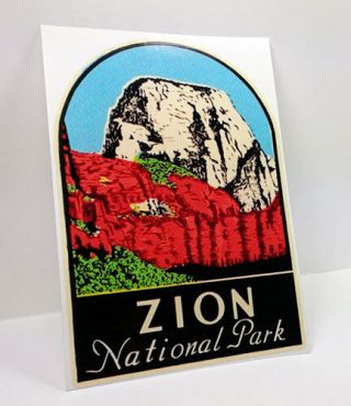 Zion National Park Vintage Style Travel Decal / Vinyl Sticker,  Luggage Label