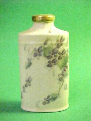 Vintage Ceramic Talcum Powder Shaker Violets / Gold Top Made In Austria