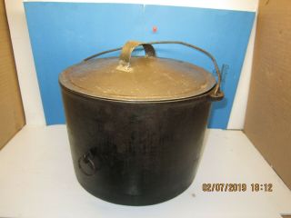 Antique Vintage 6 Cast Iron Cauldron W/ Handle & Lid 10 1/2 " X 7 1/4 " 1860 - 90