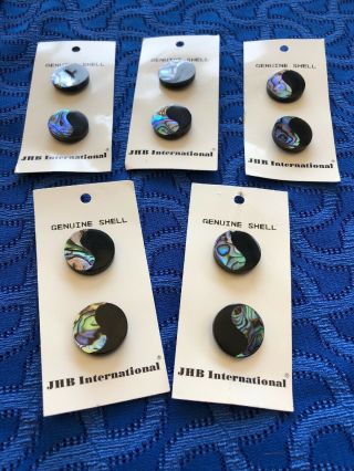 5 Cards Of 2 Jhb Abalone Shell Buttons 10 Buttons Total Orig $7.  00 Each