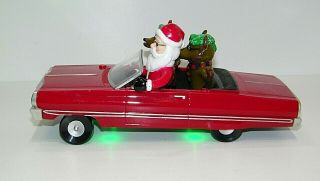 Vintage Gemmy 64 Chevy Impala Santa & Reindeer Red Car Lighted Plays " Low Rider "