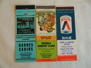 Indian River Michigan Cabins Country Store Texaco Service Low S Matchbooks