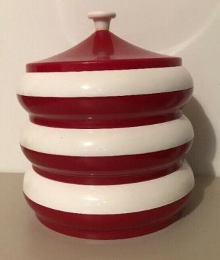 Vintage 3 Stack Tiered Plastic Canister Red And White Plastics Consolidated Usa