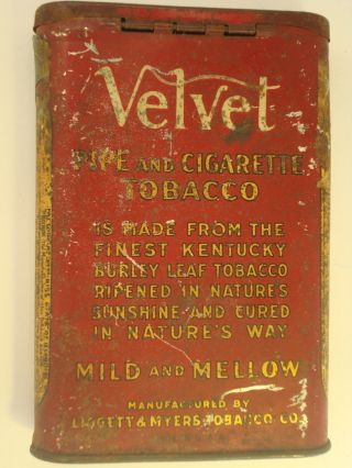 Vintage Velvet Pipe And Cigarette Smoking Tobacco Advertising Tin 3