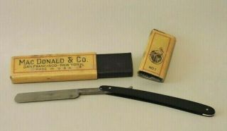 Mac Donald & Co.  S.  F.  - N.  Y.  Vintage Straight Razor In Factory Case/box