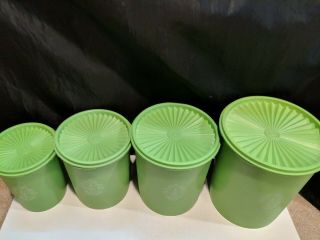 Vintage Tupperware Set Of 4 Apple Green Servalier Canisters 805 807 809 811 2