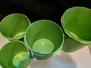 Vintage Tupperware Set Of 4 Apple Green Servalier Canisters 805 807 809 811 4
