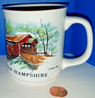 Vintage White Coffee Mug Hampshire 1985 Covered Bridge