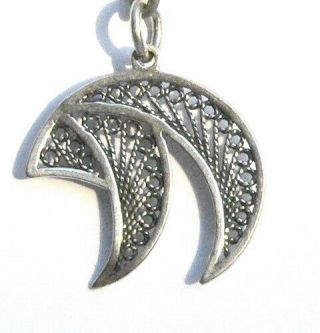 Silver Filigree Jewish Chai Pendant Necklace,  Hai Made In Israel Judaica Jewelry