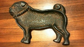 Vintage Cast Iron Pug Dog Canine Spoon Rest Black