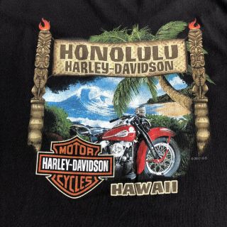 Harley Davidson Womens T Shirt Honolulu Hawaii 2xl V Neck Black Short Sleeves