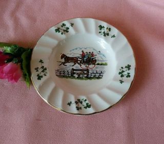 Vintage Carrigaline Pottery Plate Dish Ashtray Shamrocks Horse And Buggy