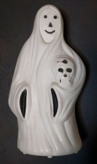 Vintage Halloween Decoration Ghost Skeleton Skull Head Blow Mold Light 13 " Lamp