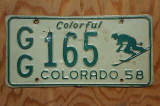 1958 Denver Colorado Skier License Plate