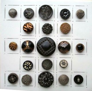 21 Antique & Vintage Black Glass Buttons