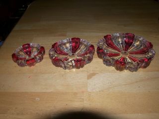 Vintage,  Pretty,  Red,  Nesting,  Glass Candy Dishes