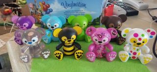 Disney Vinylmation 3 " Park Set Of 8 Duffy Bear Clear Chaser Bee Rainbow Paisley