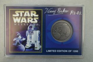 2001 Star Wars Weekend Kenny Baker Signed Le 1200 Coin,  First Coin Offered