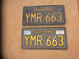 California Black License Plates Pair 1969 Ca 69 1963 - 1969