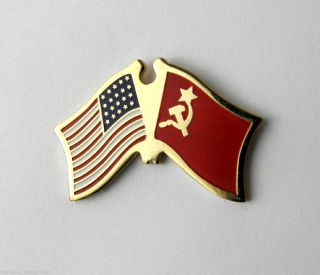 Russia Soviet Russian Usa Combo Flag Lapel Pin Badge 1 Inch Cccp