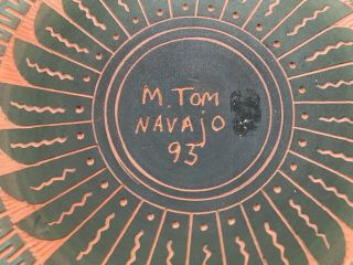 M.  Tom 93 Navajo Large 10.  5 inch Seed Pot Native American Pottery Carved Signed 3