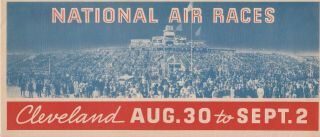Vintage Cleveland National Air Race Envelope 1930’s Aug.  30 To Sept.