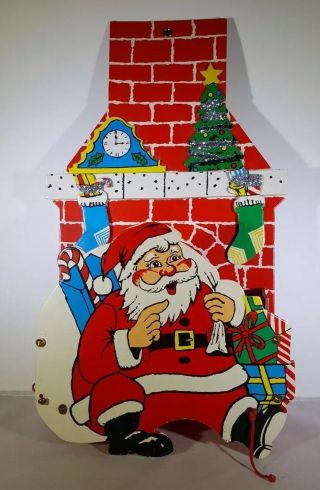 Vintage Christmas Santa Cardboard Wall Decoration 3 - D