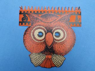 Vintage Halloween Crepe Owl Mask Made In U.  S.  A.