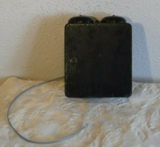Early Wooden Black Painted Ringer Box Wired To Work W/vintage Telephones