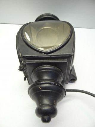 Antique Old Painted Black Metal Brass Converted Electric Driving Lantern Lamp 3