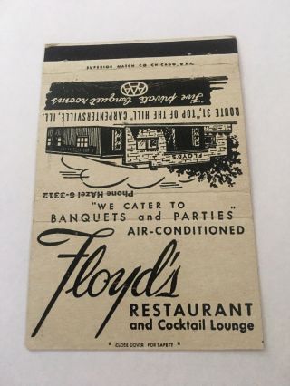 Vintage Matchbook Cover Matchcover Floyd’s Restaurant Lounge Carpentersville Il
